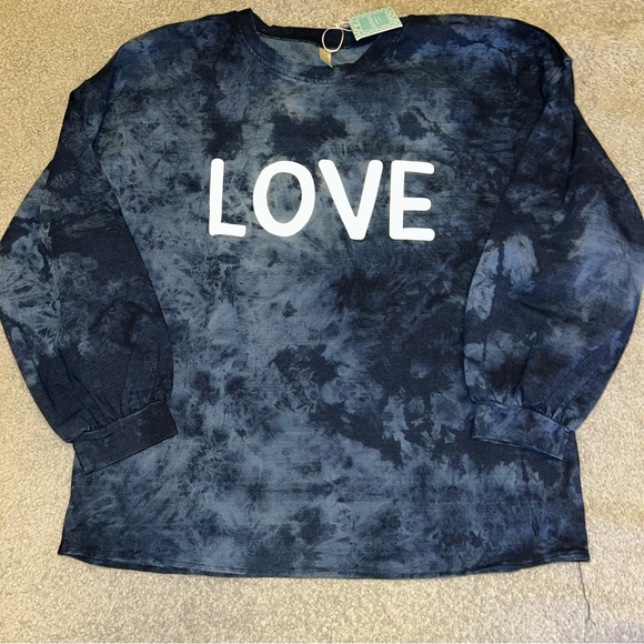Navy Blue Tie-Dye 'LOVE' Sweatshirt - Picture 1 of 5